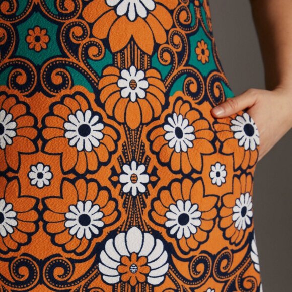 Anthropologie Maeve Floral 70's Inspired Shift Mini Dress Size Small - Picture 5 of 10